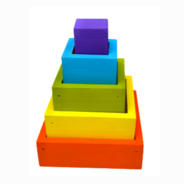 Montessori Tower Building Blocks para crianças, árvore colorida